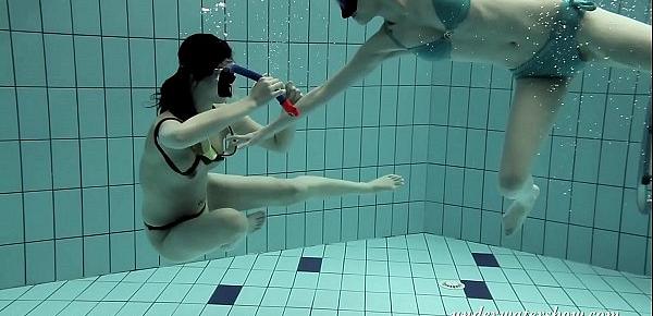  Girls swimming underwater and enjoying eachother
